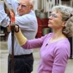 Dick and Kathy at work in the Houston Glass Studio they built after retirement